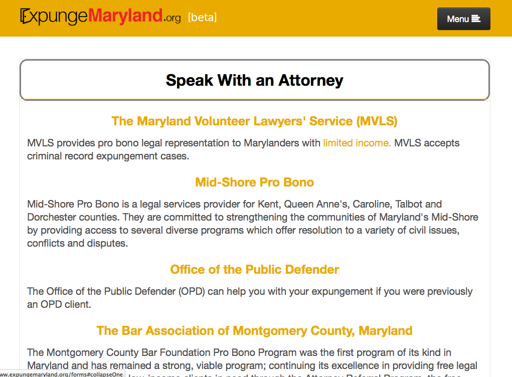 National Expungment Project - ExpungeMaryland - crim justice app - Screen Shot 2015-04-06 at 1.57.50 PM
