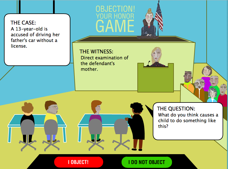 Game Design - Legal Games - Texas LEgal Education - Evidence game Objection your honor Screen Shot 2014-10-20 at 6.34.14 PM