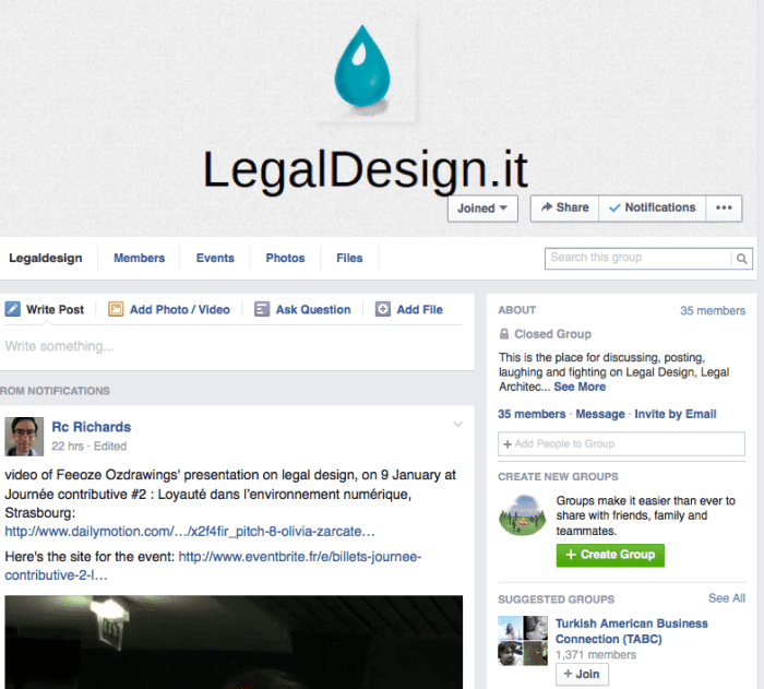 Legal design facebook group
