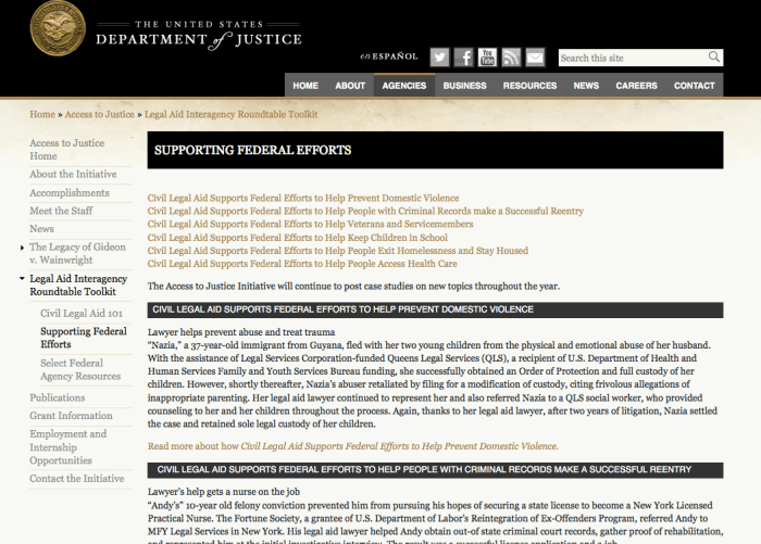 The DOJ’s Legal Aid Interagency Roundtable Toolkit Open Law Lab